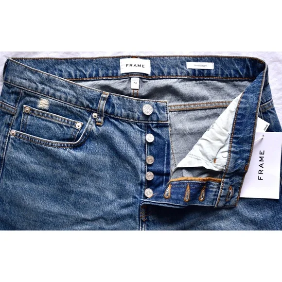 FRAME DENIM NWT THE STRAIGHT LEG ITASKA DESTRUCT JEANS. SIZE 34X32